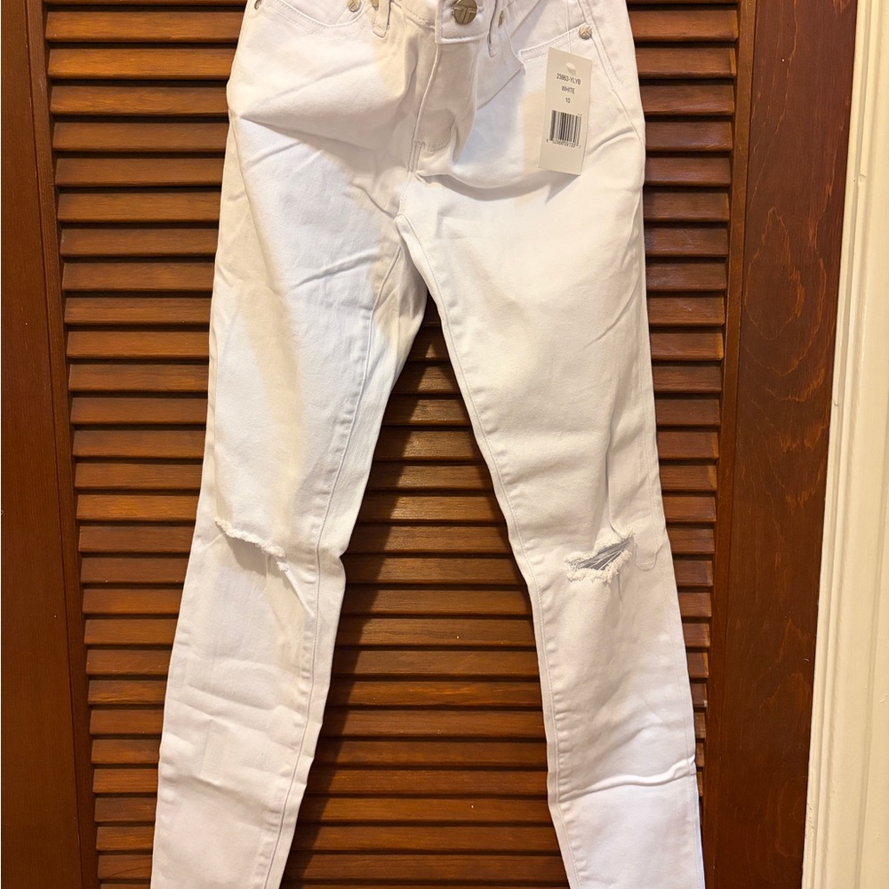 White Distressed Girls Skinny Jeans